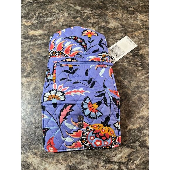 Vera Bradley Women's Purple Mini Trifold Wallet in Mural Garden print NWT - Picture 2 of 4